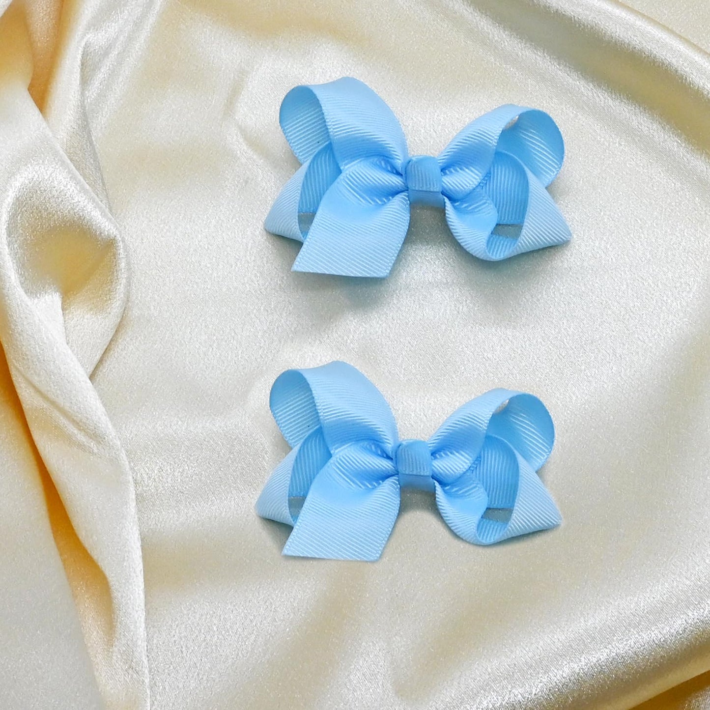 4.5" Alligator Hair Clips with Grosgrain Ribbon - Solid Color Girls' Toddler Hair Accessories (Blue)