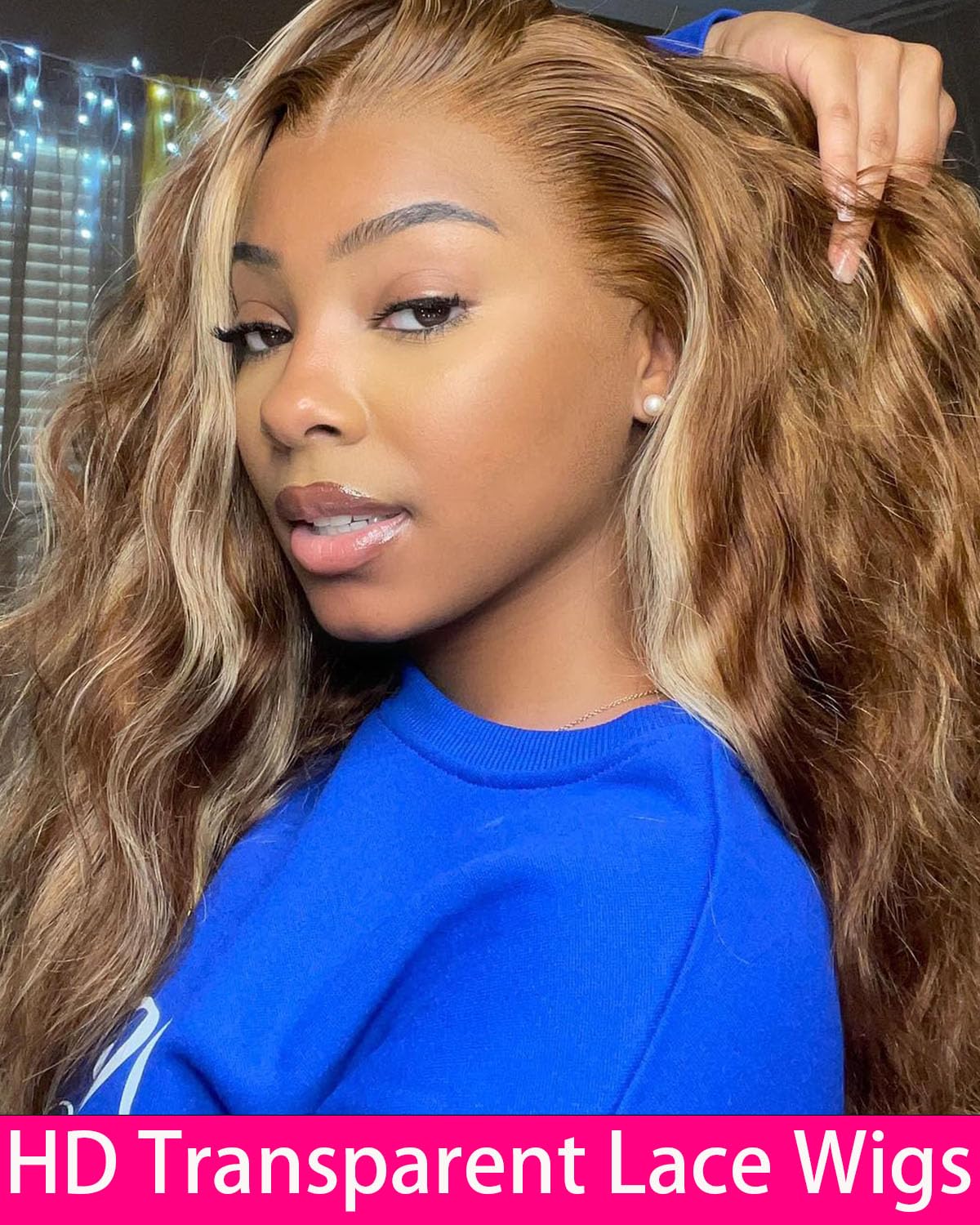 Vshow Highlight Ombre Lace Front Wig Human Hair Honey Blonde HD Lace Frontal Wigs Human Hair 180 Density 13x6 Body Wave Lace Front Wigs Human Hair Pre Plucked for Women 22Inch