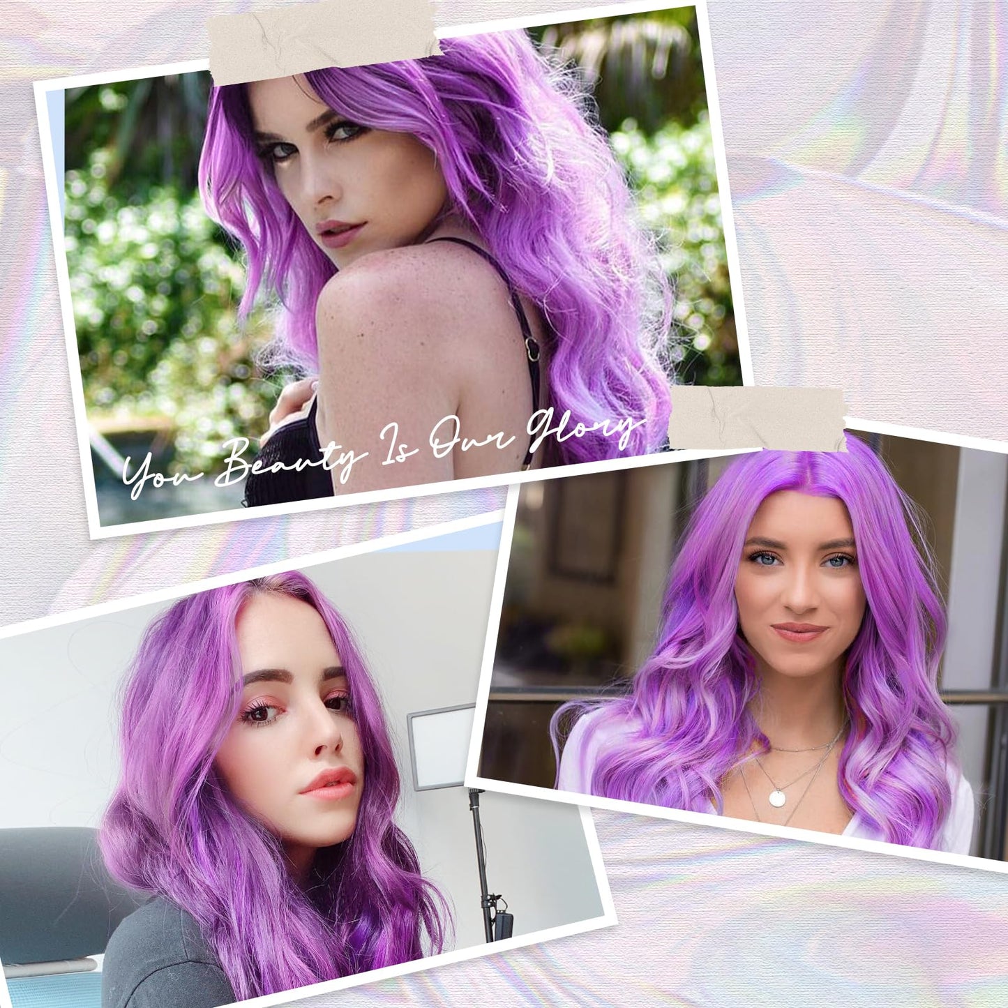 Aida ble Long Purple Wavy Wig for Women 26inch Lavender Purple Wavy Wig Natural Curly Synthetic Heat Resistant Wigs for Girls Halloween Cosplay Daily Party Use