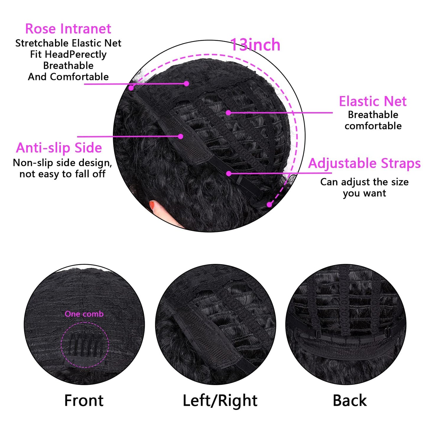 ANNISOUL Afro Wigs for Black Women Short Curly Afro Kinky Wig 70s Bouncy Huge Fluffy Puff Wigs Premium Synthetic for Cosplay and Daily