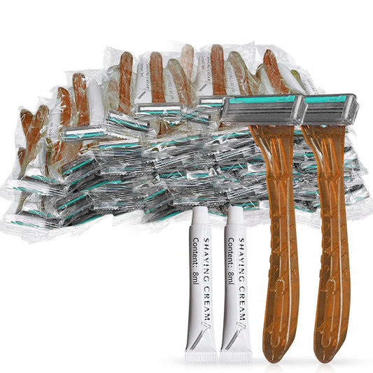 (200 Pack) Kheoxusa Disposable Razors,Bulk Razors Disposable,Twin Blade Disposable Razors,Razors for Men Disposable,Men's Disposable Shaving Razors,Disposable Razor,Individually Wrapped Razors(Coffee)