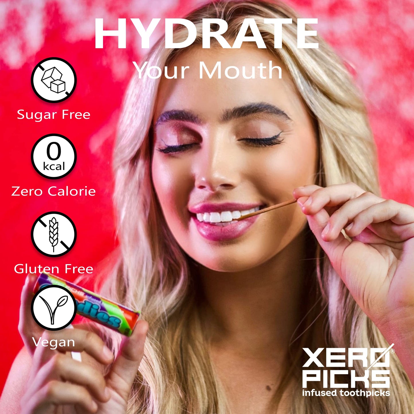 Xero Picks Candies Infused Flavored Toothpicks for Long Lasting Fresh Breath & Dry Mouth Prevention - 60 Picks - 3 Pack - Limited Edition Candy Cane