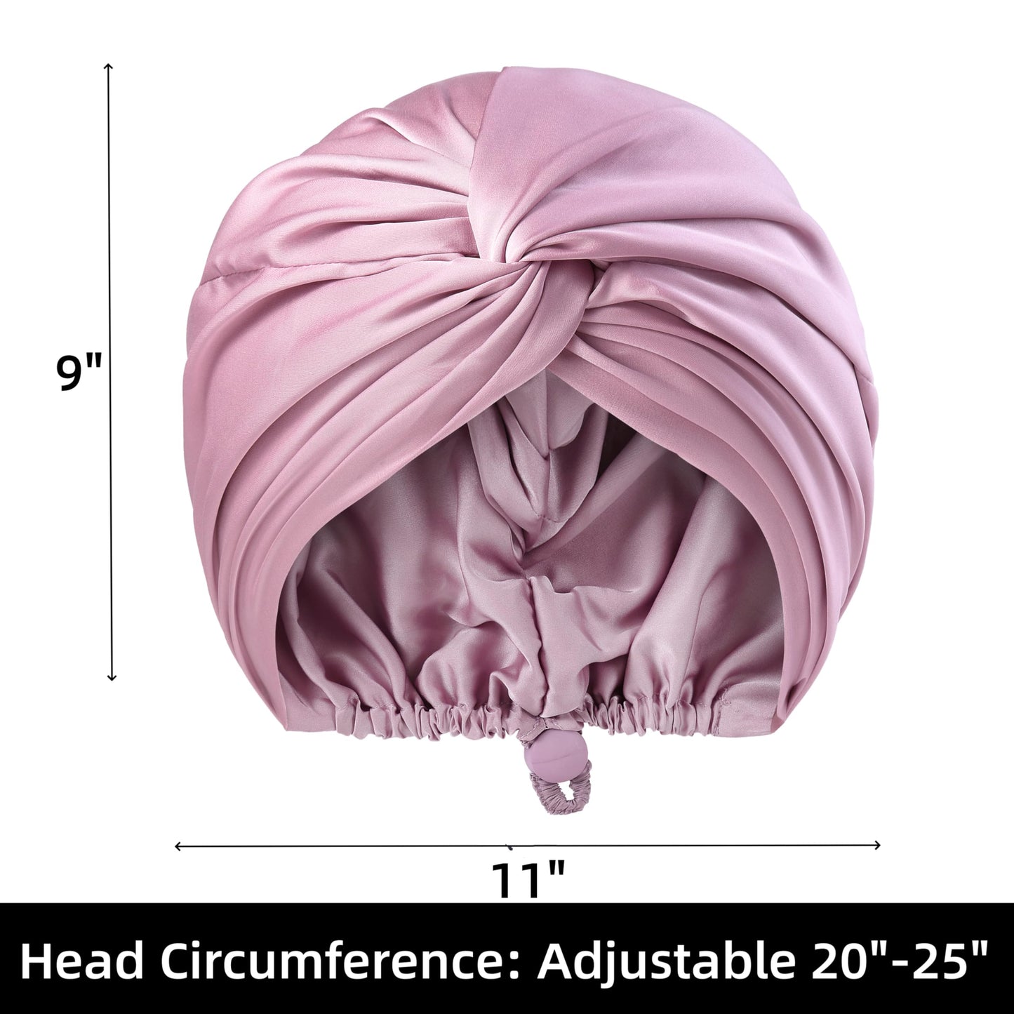 Adjustable Silk Satin Bonnet for Sleeping Hair Wrap, Double Layer Sleep Cap, Night Turban for Large Long Curly Braid Women Men Hair - Lavender Purple