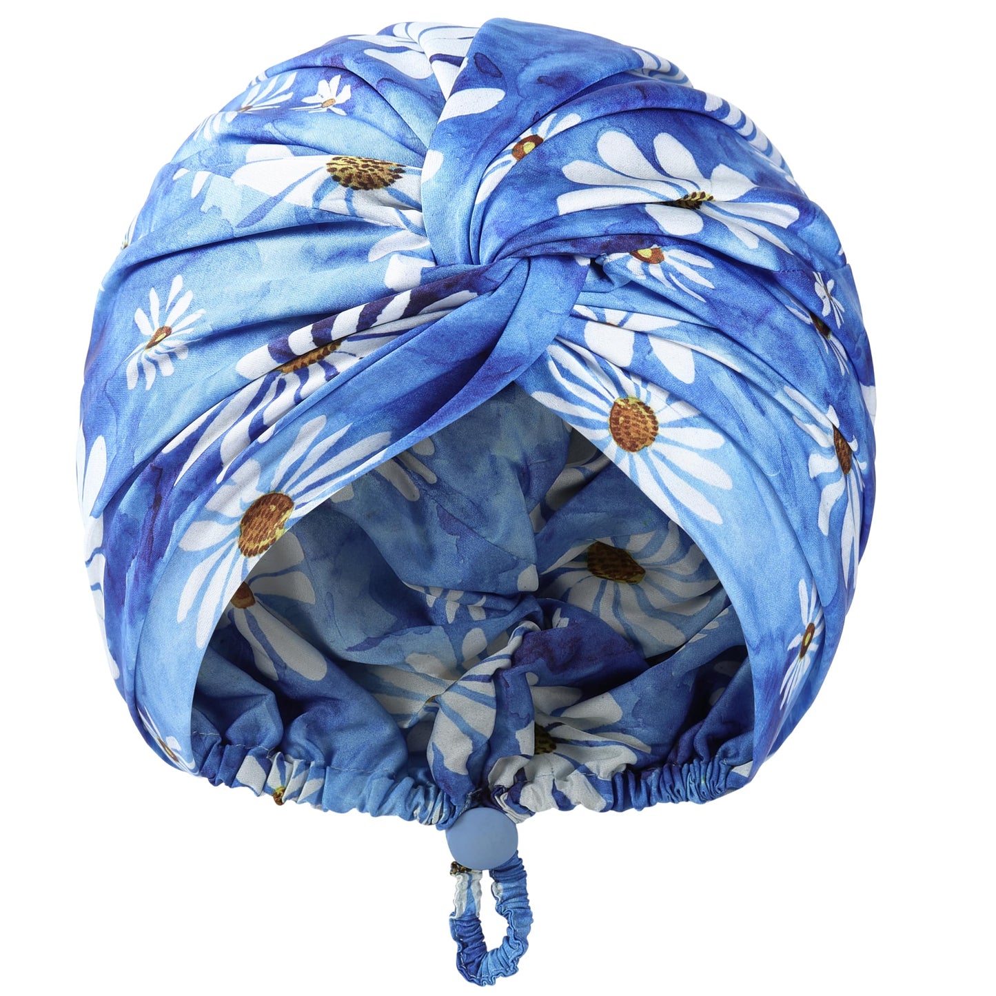 Adjustable Silk Satin Bonnet for Sleeping Hair Wrap, Double Layer Sleep Cap, Night Turban for Large Long Curly Braid Women Men Hair - Daisy