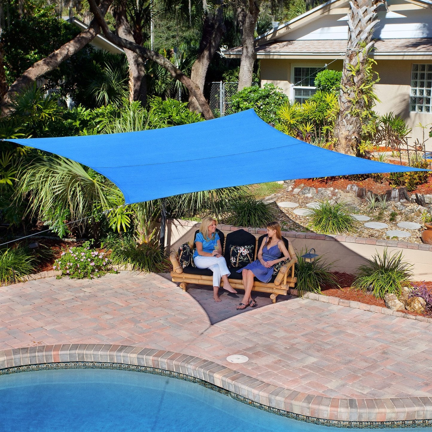 Coolaroo Coolhaven Shade Sail, 95% UV Block Shade and Sun Shield, 12' Square, Heritage Green