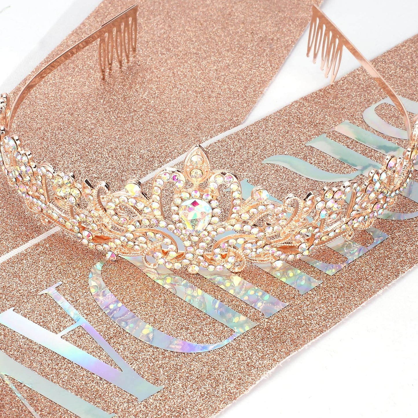 "Birthday Queen" Sash & Crystal Tiara Kit COCIDE Birthday Silver Tiara and Crowns for Women