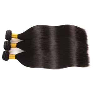 Straight Human Hair Bundles 3 Bundles 10 12 14 Inch 100% Unprocessed Brazilian Virgin Straight Weave Bundles Extensions For Women Natural Color