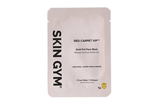 SKIN GYM Gold Foil Face Mask - With Bakuchiol and Super Hydra Complex With Sodium Hyaluronate and Amino Acids- Soothing, Anti Aging, Depuffing and Anti Wrinkle, 1 Pack
