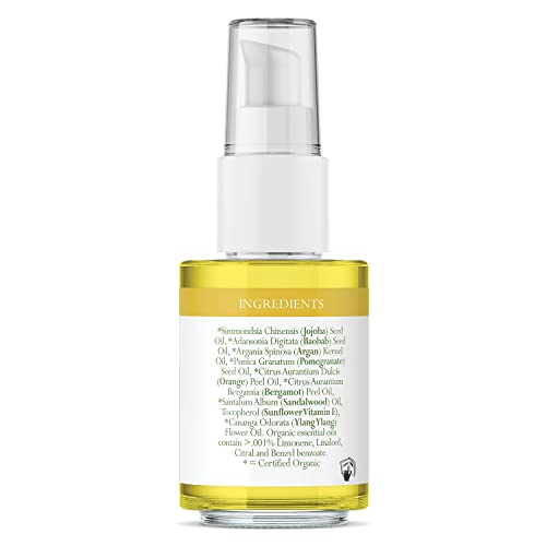 Badger Argan Face Oil, Certified Organic Moisturizing Facial Oil, Waterless Face Moisturizer, 1 oz Glass Bottle