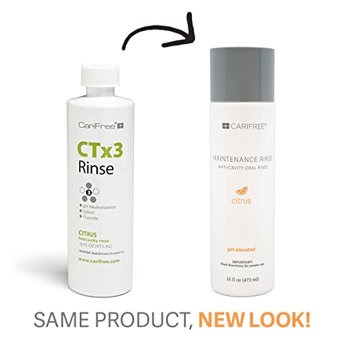 CariFree Maintenance Rinse (Citrus): Fluoride Mouthwash | Dentist Recommended Anti-Cavity Rinse | Xylitol | Neutralizes pH | Freshen Breath | Cavity Prevention | Alcohol Free