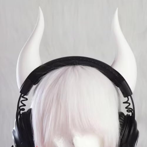 ATekatac Women Headband with 3D Devil Horns 3d Lightweight Devil Horns Headband (D White)