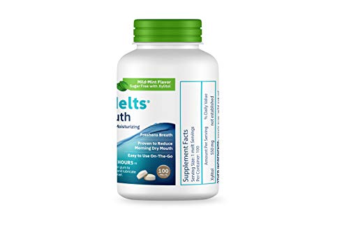OraCoat XyliMelts Dry Mouth Relief Moisturizing Oral Adhering Discs 100 Count, Mild Mint with Xylitol, for Dry Mouth, Stimulates Saliva, Non-Acidic