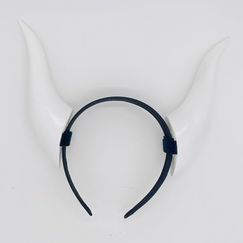 ATekatac Women Headband with 3D Devil Horns 3d Lightweight Devil Horns Headband (D White)