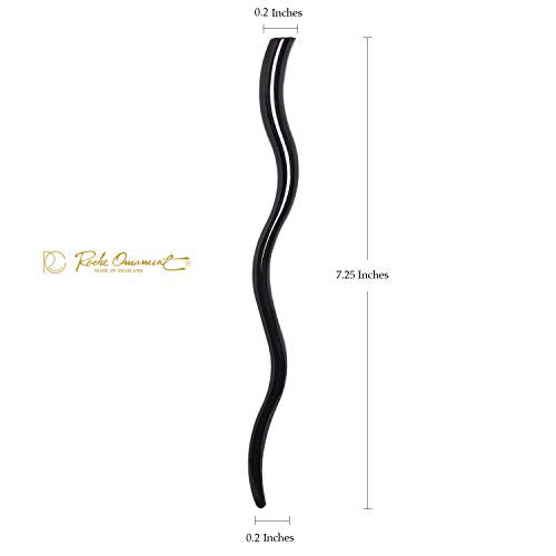 RC ROCHE ORNAMENT 12 Pcs Womens Hair Curved Spiral Chignon Bun Maker Updo Décor Beauty Fashion Accessories Hairpin Shawl Pin Pick Fork Chopstick Stick, Medium Black