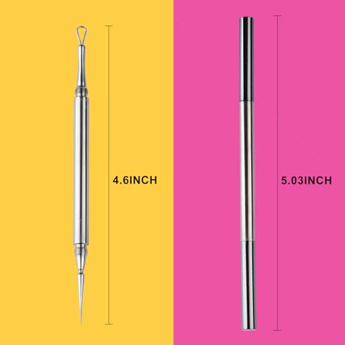 Professional Facial Blackhead Remover Extractor Tool - Double Ended Circle Loop & Sharp Needle Pimple Popper Tool - 2-in-1 Blackhead & Blemish Remover - Zit and Pimple Acne Removal(1 Pack)