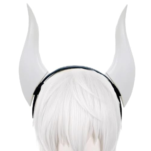 ATekatac Women Headband with 3D Devil Horns 3d Lightweight Devil Horns Headband (D White)