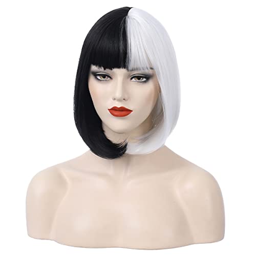 PATTNIUM Platinum Blonde Bob Wig Short Platinum Wig with Bangs for Women and Girls Synthetic Bob Wig (Platinum)