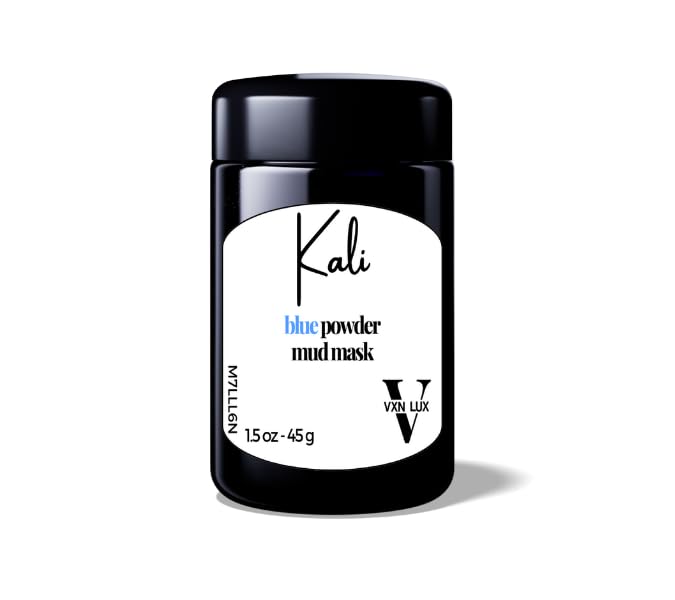 VXN LUX Kali Blue Powder Mud Mask - Vitamin-Rich Spirulina Mask - Cambrian Blue Clay, Kaolin Clay & Blue Tansy Oil - Pore Cleansing Mask & Acne Face Mask - 45g