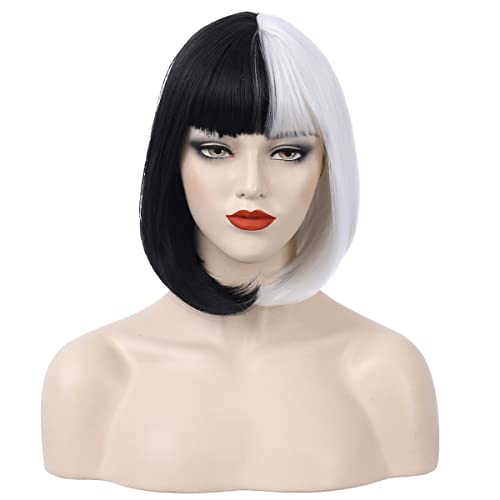 PATTNIUM Platinum Blonde Bob Wig Short Platinum Wig with Bangs for Women and Girls Synthetic Bob Wig (Platinum)
