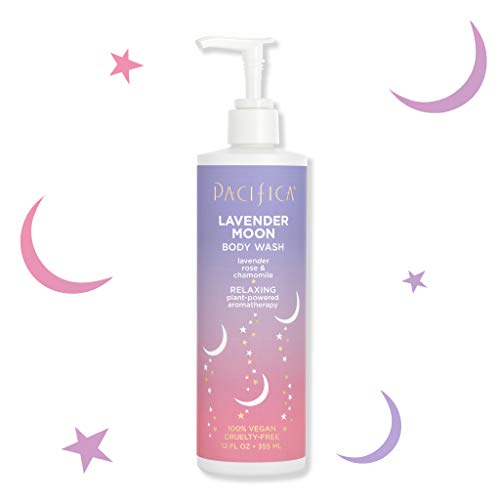Pacifica Body Wash Lavender Moon - Bath & Shower Gel - w/Hyaluronic Acid, Rose, Chamomile - for Moisture, Hydration & Cleansing, Lavender Scented Clean Vegan & Cruelty-Free Dermatologist