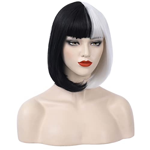 PATTNIUM Platinum Blonde Bob Wig Short Platinum Wig with Bangs for Women and Girls Synthetic Bob Wig (Platinum)