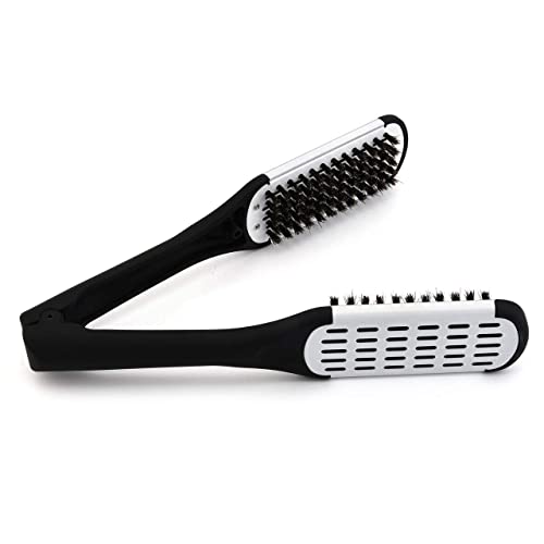 Aethland Double-Sided Boar Bristle Brush and Hair Straightening Comb for Smoothing and Styling