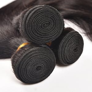 Straight Human Hair Bundles 3 Bundles 10 12 14 Inch 100% Unprocessed Brazilian Virgin Straight Weave Bundles Extensions For Women Natural Color