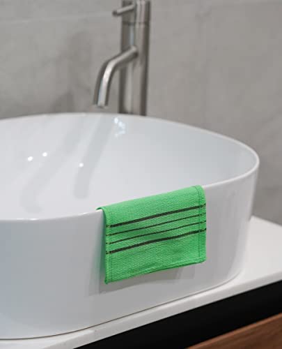 Sofrien Quality Korean Bath Exfoliating Washcloth Body Scrub Towels. Made in Korea (Green, 3 Pcs)
