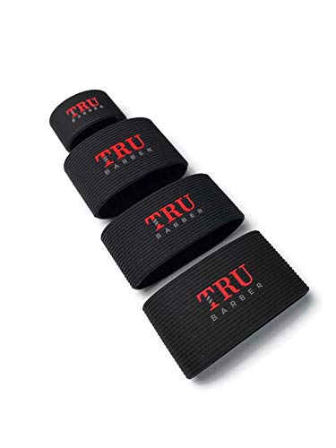 TRU BARBER clipper bands 4 PCS, clipper sleeve for barbers, clipper sleeve for barber tools, non slip, heat resistant (Black)