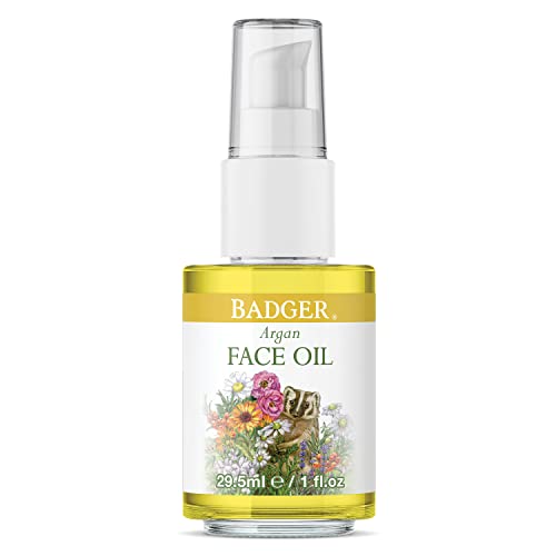 Badger Argan Face Oil, Certified Organic Moisturizing Facial Oil, Waterless Face Moisturizer, 1 oz Glass Bottle