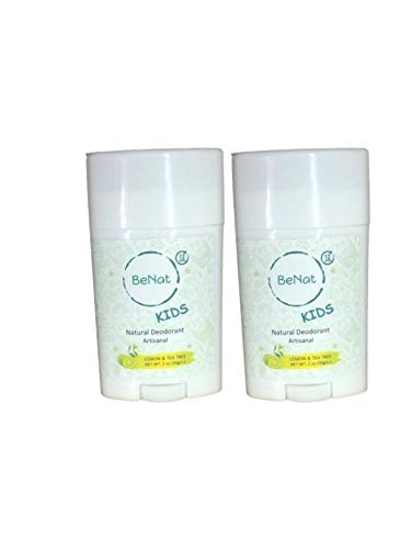 BeNat 2-Pack All Natural Deodorant For Kids and Teens 100% Natural Aluminum-Free Carcinogen Free Kids Deodorant For Boys and Girls Clinically Proven To Be Safe For Children and Teenagers