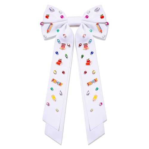 Back To School Hair Bows Pencil Hair Bows for Women Teacher Hair Bows Clips Accessories Hair Bow Clips Jeweled Crystal Pencil Hair Ribbon Bows Teacher Appeaciation Gifts School Outfits (Pattern K2)