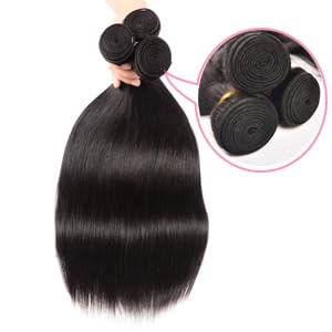 Straight Human Hair Bundles 3 Bundles 10 12 14 Inch 100% Unprocessed Brazilian Virgin Straight Weave Bundles Extensions For Women Natural Color