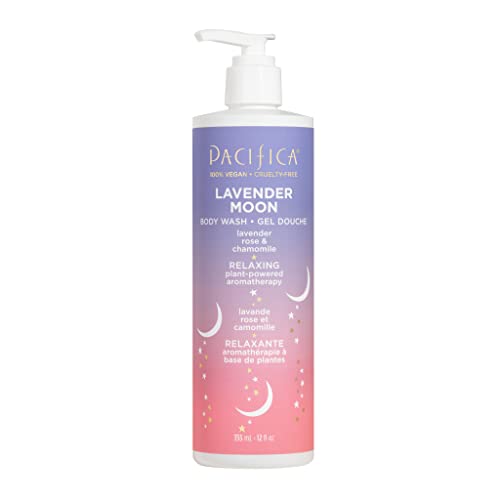 Pacifica Body Wash Lavender Moon - Bath & Shower Gel - w/Hyaluronic Acid, Rose, Chamomile - for Moisture, Hydration & Cleansing, Lavender Scented Clean Vegan & Cruelty-Free Dermatologist