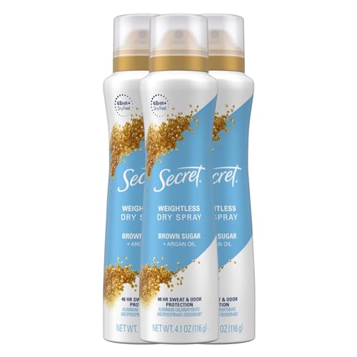 Secret Dry Spray Antiperspirant Deodorant for Women, 48hr Weightless Sweat & Odor Protection, Gentle on Skin, Wild Rose with Argan Oil Scent, 4.1 oz (Pack of 3)
