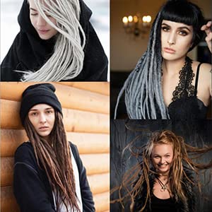 18 Inch Synthetic Double Dreadlock Extensions Reggae Hip-hop Style Extensions for Rock&Roll Hippie Dread Braids Hair (18"strands of 20, 1B#)