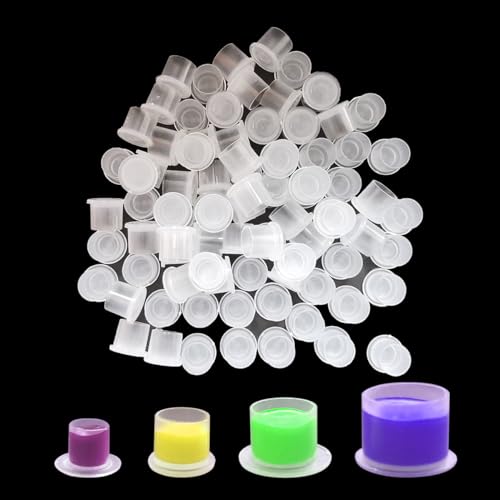 Needlehouse 1000pcs (10 * 8mm) Tattoo Ink Caps Professional Tattoo Ink Cups With Base, Caps Plastic Transparent Pigment Cups Caps Tattoo Supplies (10 * 8mm)