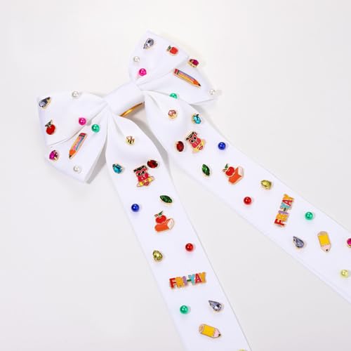 Back To School Hair Bows Pencil Hair Bows for Women Teacher Hair Bows Clips Accessories Hair Bow Clips Jeweled Crystal Pencil Hair Ribbon Bows Teacher Appeaciation Gifts School Outfits (Pattern K2)