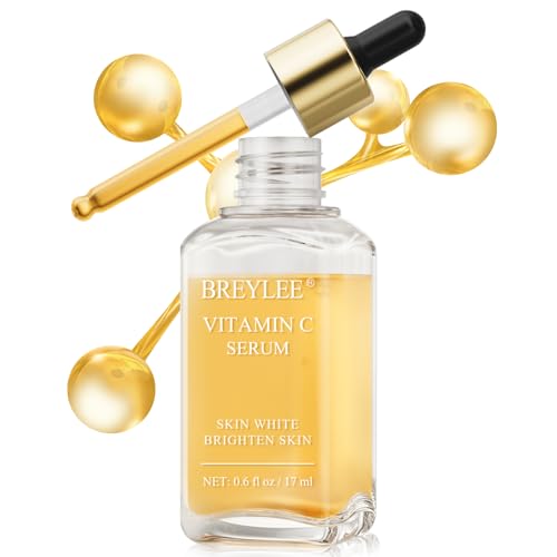 Vitamin C Serum for Face, BREYLEE Vitamin C Facial Serum, Moisturizing Face Serum, Anti Aging Serum for Skin Care, Brightening Skin with Hyaluronic Acid, Vitamin E, Retinol, 0.6 Fl Oz