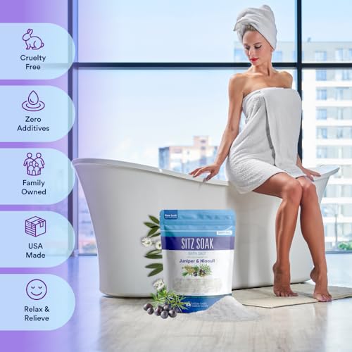 Sitz Bath Soak 2-Lbs Sitz Salt Epsom Salt Hemorrhoid Soothing with Pure Essential Oils in BPA Free Pouch with Press-Lock Seal Made in USA