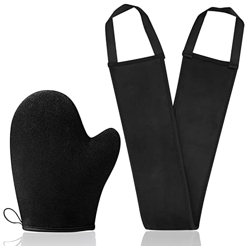 ANSPHIE 2 Pack Self Tanning Mitt Applicator Kit Black Self Tanner Mitt and Tanning Back Applicator, Self Tan Mitt, for Self Tanner, Ultra Soft