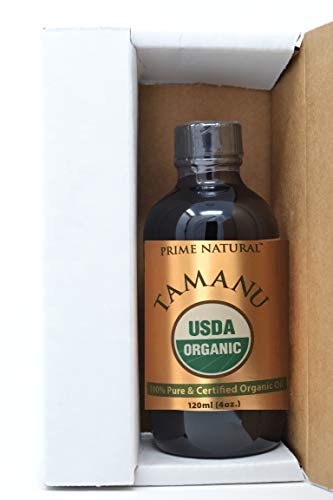 Prime Natural Organic Tamanu Oil - USDA Certified, 100% Pure, Cold Pressed, Unrefined, Virgin (4oz / 120ml) for Face, Hair & Skin Care - Natural Moisturizer
