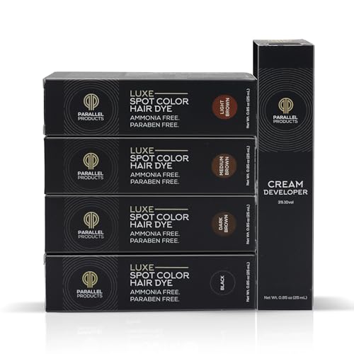 Parallel Products - Luxe Color (Black) - Cream Hair Dye - 25mL - Tint for Professional Spot Coloring - Covers Grey Hair - Root Touch-Up