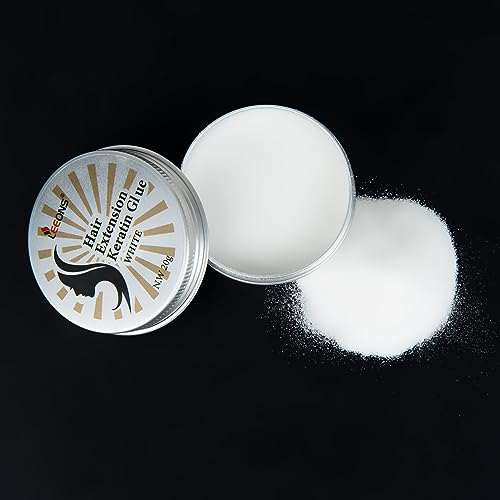 20g Hair Extensions Keratin Glue Powder for Hot Fusion, U-Tip, I-Tip, Keratip, Shrinkies Extensions Tool for Re-Tipping Hair Extensions (White, 20 Grams)