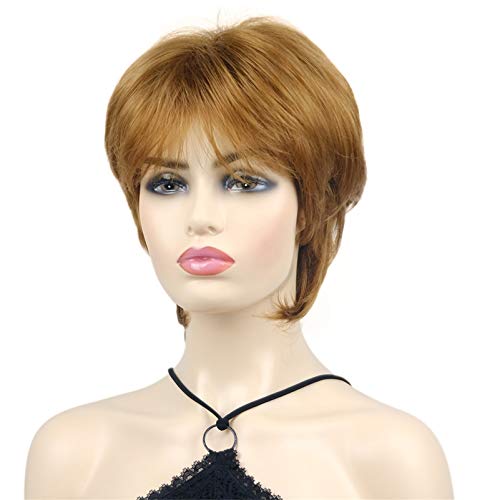 Wiginway Short Straight Full Synthetic Wigs Shaggy Hairstyle Layered Wigs with Bangs Natural Fashion Wigs Blonde