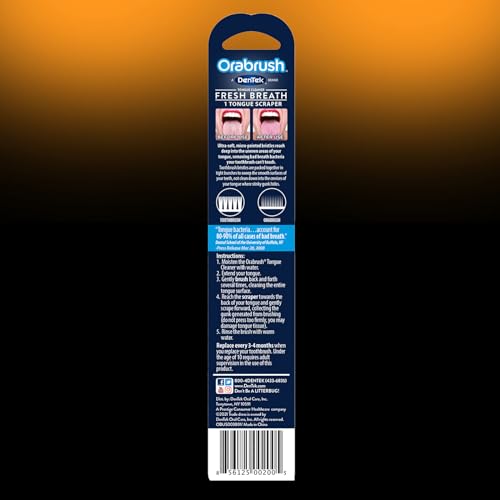Orabrush Tongue Cleaner Helps Fight Bad Breath, 1 Count (Pack of 2)