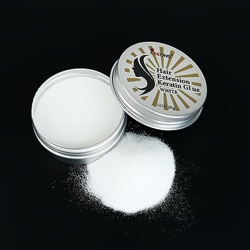 20g Hair Extensions Keratin Glue Powder for Hot Fusion, U-Tip, I-Tip, Keratip, Shrinkies Extensions Tool for Re-Tipping Hair Extensions (White, 20 Grams)
