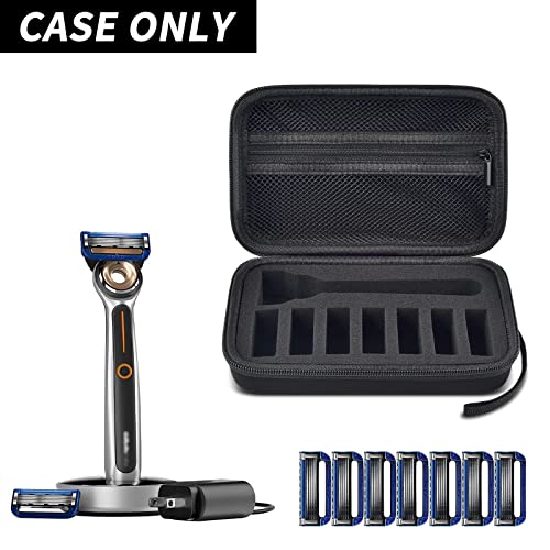 PAIYULE Travel Case Compatible with Gillette Heated Razor for Men, Starter Shave Kit Storage Holder for Blade Refills, Clipper Guards, Charging Dock and Accessories-Black(Box Only)