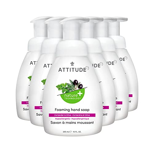 ATTITUDE Foaming Hand Soap, EWG Verified, Plant and Mineral-Based Ingredients, Vegan and Cruelty-free Personal Care Products,Pink Grapefruit, 10 Fl Oz