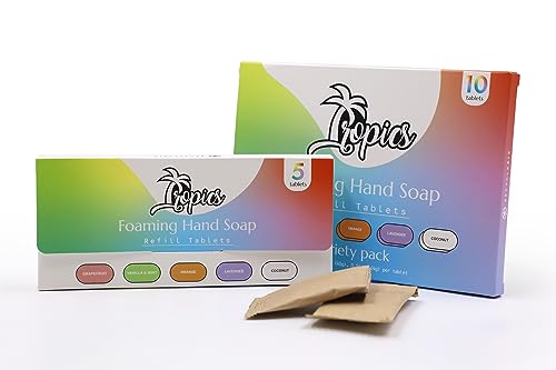 Tropics Foaming Hand Soap Tablets - 5 Pack - 42.5 fl oz total - Recyclable Packaging - Variety Scent Sampler Refill Pack